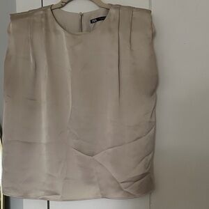 Zara Satin Sleeveless Top in Cream